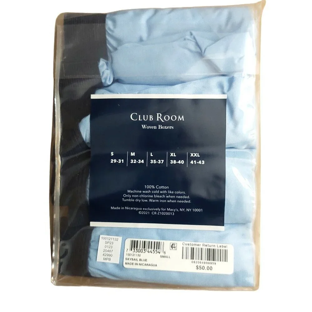 Club Room Men's Blue Woven Cotton Tagless Two 4-Pack Bundle Underwear Boxers Sm